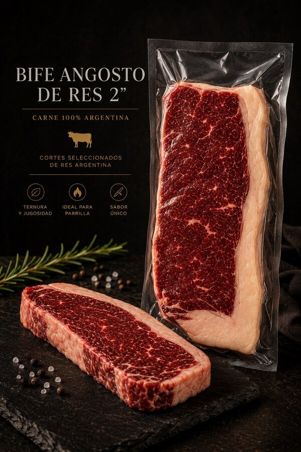 Bife Angosto de Res 2" - New York Strip Argentino - Tres Cuartos Carne Argentina Premium